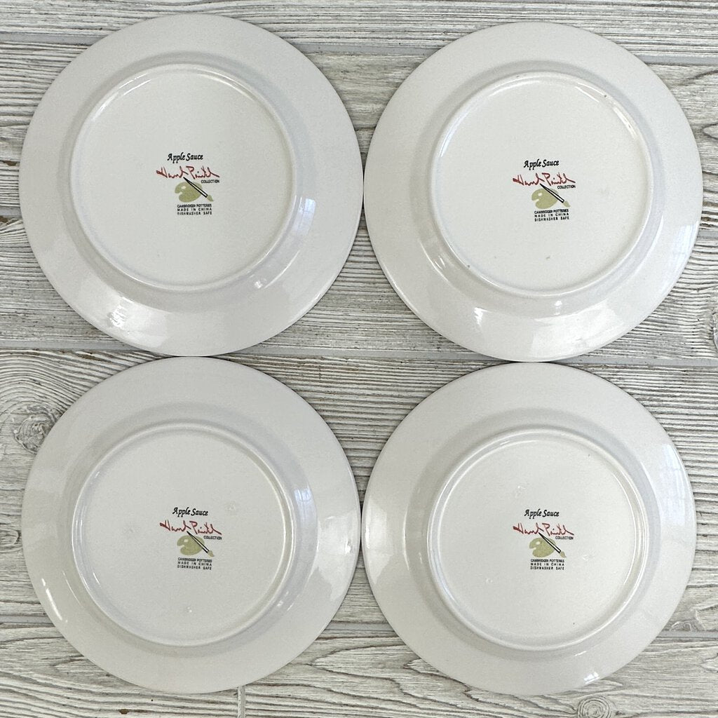 Cambridge Potteries “Apple Sauce” Collection 4 Hand Painted 7 3/4in Bread & Butter Plates /cb