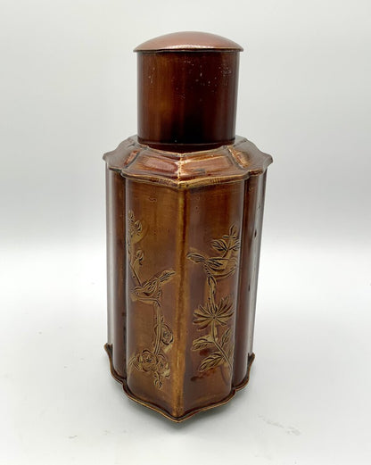 Antique Chinese Pewter Tea Caddy /ah