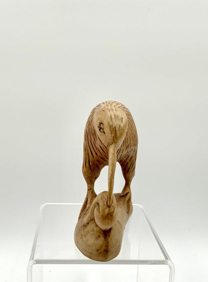 Vintage Hand Carved Grazing Kiwi Bird Sculpture /ah