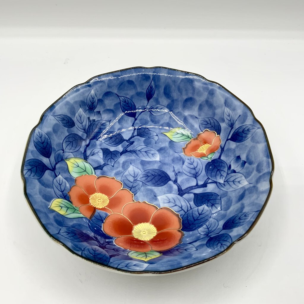 Chinese Porcelain Bowl Vintage Orange Flowers /ah
