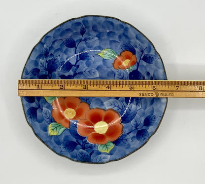 Chinese Porcelain Bowl Vintage Orange Flowers /ah
