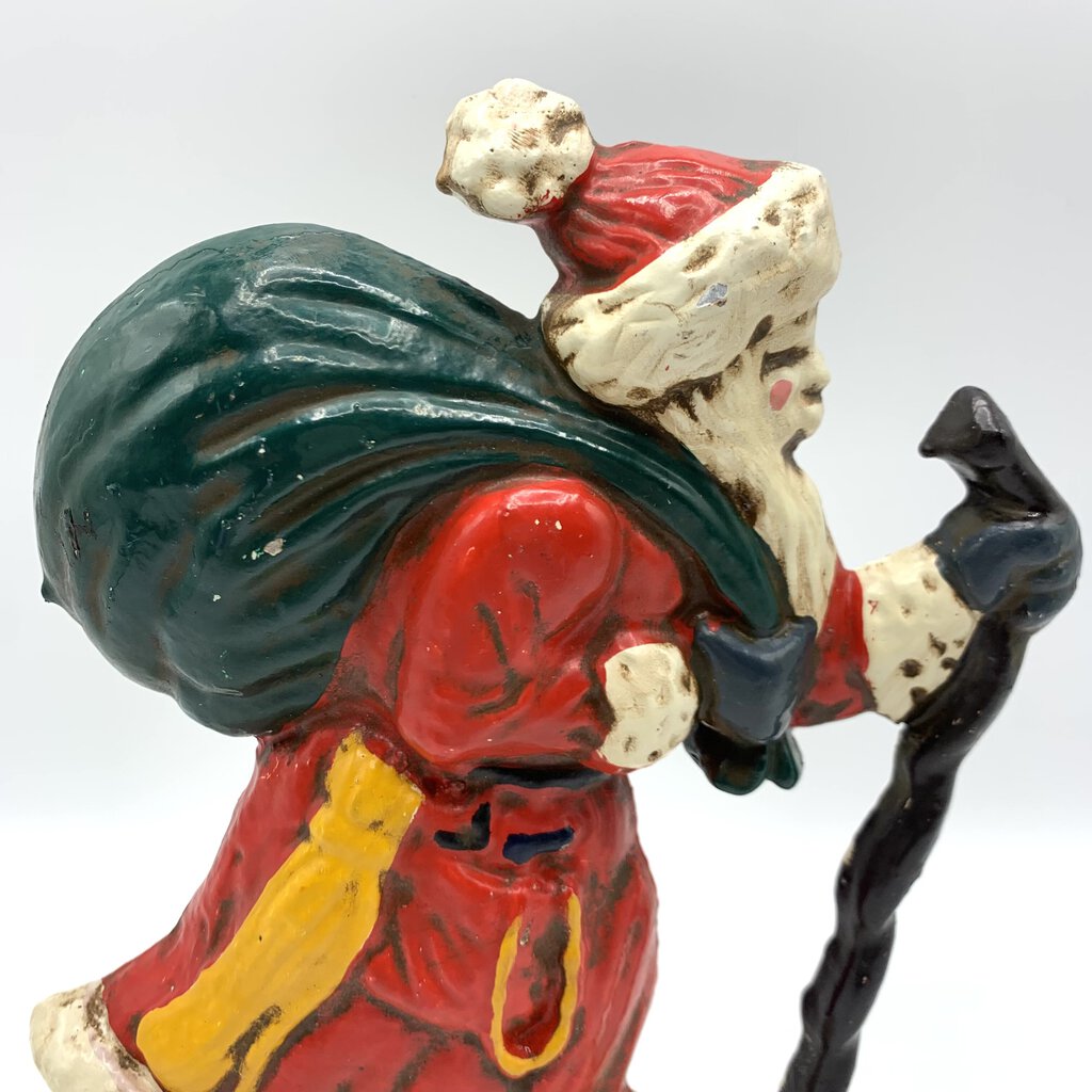 Vintage Santa Claus Christmas 9” Cast Iron Door Stopper cheapest Figurine