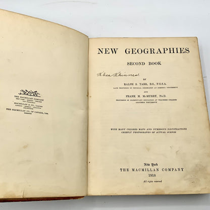 New Geographies Second Book Tarr and McMurry 1918 /ah