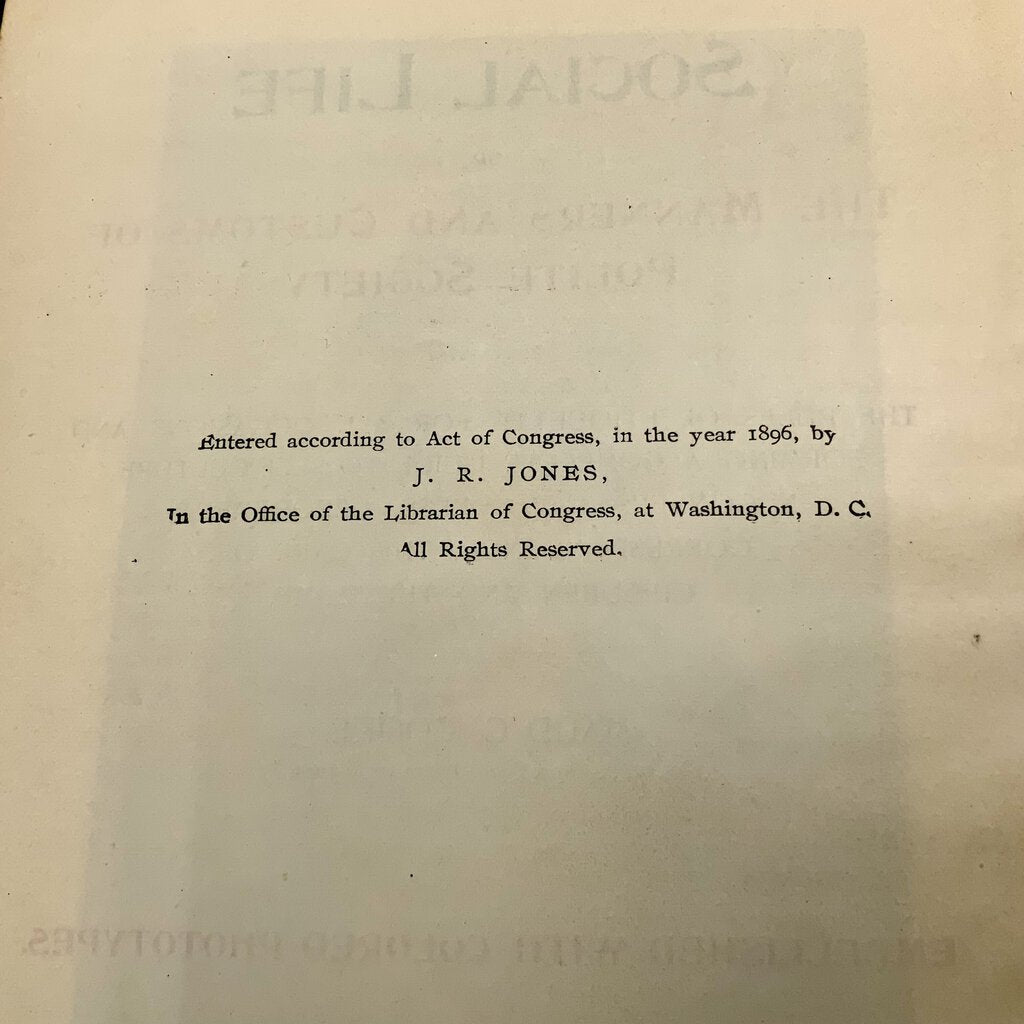 Social Life or The Manners and Customs of Polite Society /ah