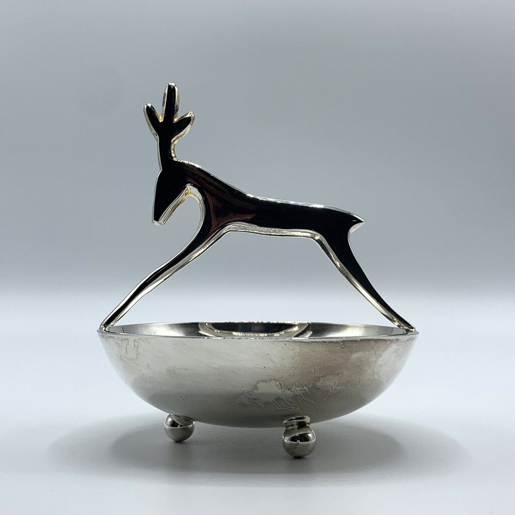 Sheridan Silverplate Reindeer Candy/Nut Dish /hge