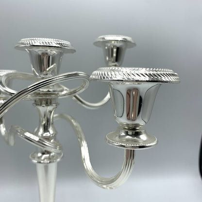 Vintage Electroplated Silver 5 Arm Twisted Candelabra, Made in England /hge