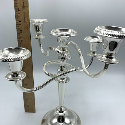 Vintage Electroplated Silver 5 Arm Twisted Candelabra, Made in England /hge