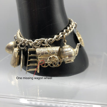 Vintage Novelty Chuck Wagon/ Traveling West Charm Bracelet /b