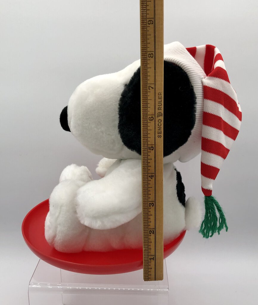 Vtg Hallmark Peanuts Plush Snoopy on Saucer Holiday Toy /b