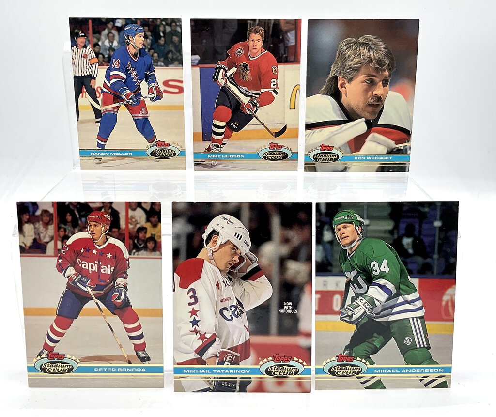 Lot of 199ea 1991 Topps Stadium Club Hockey Trading Cards and 3 Checklist Cards /ah