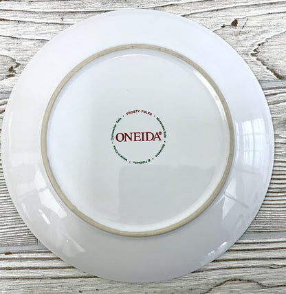 Ah/ Oneida Frosty Folks Holiday Stoneware Plates Set of 4