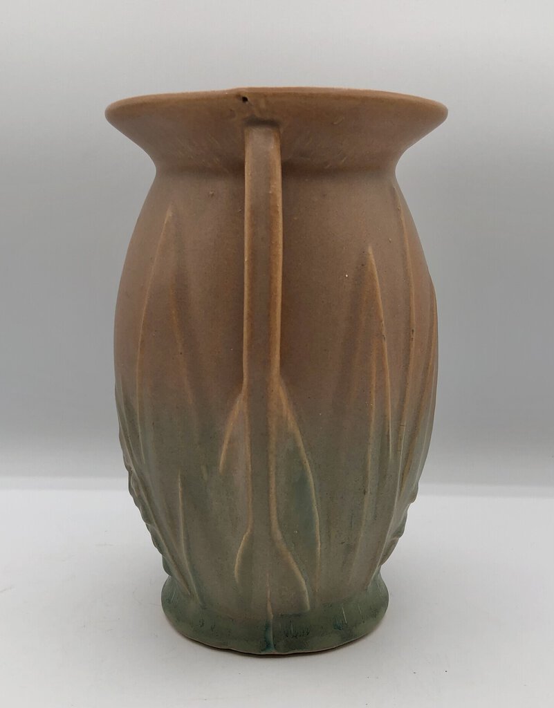 1930’s Nelson McCoy Matte Glaze Leaf & Floral Double Handle Vase /b