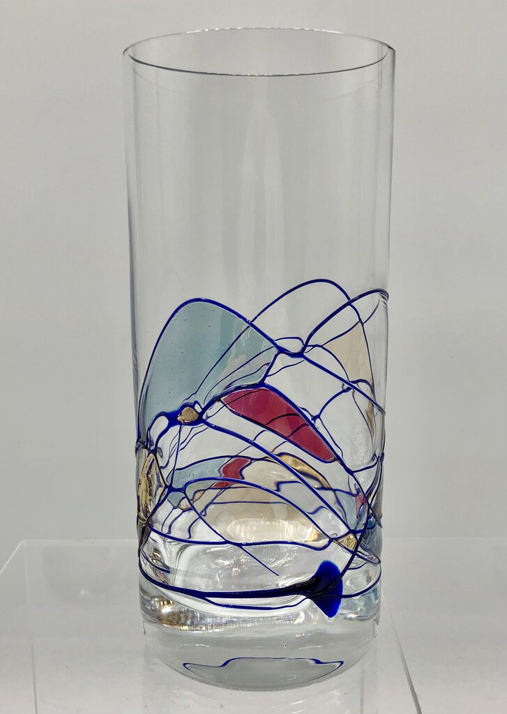 Set (4) Cristiro Romanian Luminescence Mosaic Milano Highball Glasses /b