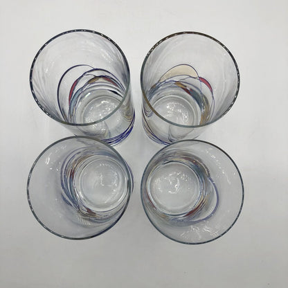 Set (4) Cristiro Romanian Luminescence Mosaic Milano Highball Glasses /b